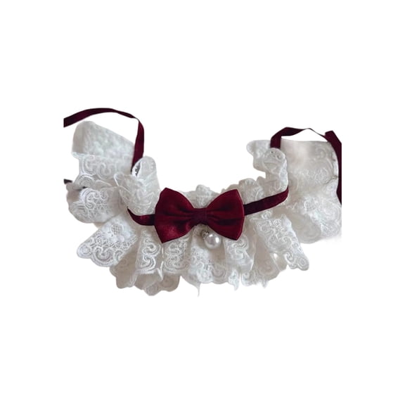 Eoozwa Decorative Pet Lace Bib Scarf, Adjustable Drool Bib Collar for Dogs and Cats, Fashion Accessory for Small Medium Large Pets