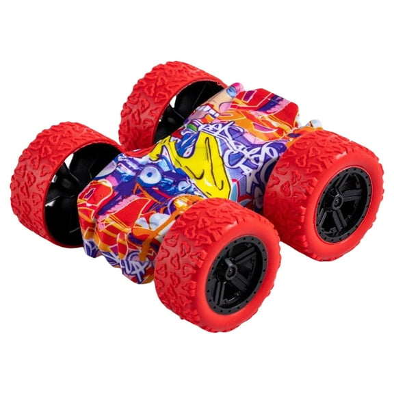 Eoozwa Doodle Monster Toys Truck Double-Sided Friction Powered Vehicles Flips Shockproof Inertia Cars Push and Go Vehicles for Toddlers Kids Birthday Christmas Party Supplies Gift