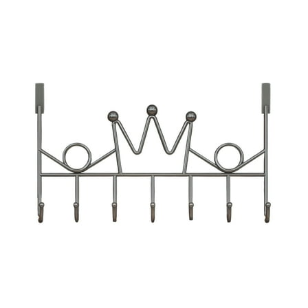 Eoozwa Over Door Hanger with 7 Hooks, Metal Over The Door Towel Hook, Crown Decorative Overdoor Organizers Bedroom Kitchen Door Organizer Hanging Racks Coat Hooks