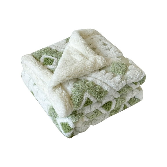 Eoozwa Double Layer Lambswool Blanket 39x27 Inch Soft Polyester Throw for Office Sofa Warm Nap Cover Lightweight