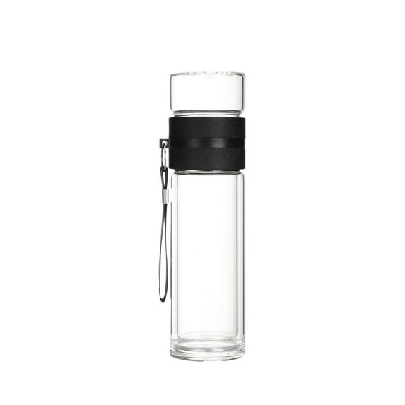 Eoozwa Double Wall Glass Water Bottle with Tea Infuser Heat Proof and Leakproof for Loose Leaf Tea Brewing Office Travel Use