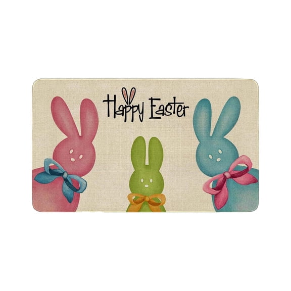 Eoozwa Easter Bath Mat Washable Absorbent Rug Bunny Design for Bathroom Bedroom Door Non Slip Carpet Holiday Home Decor Spring Decoration