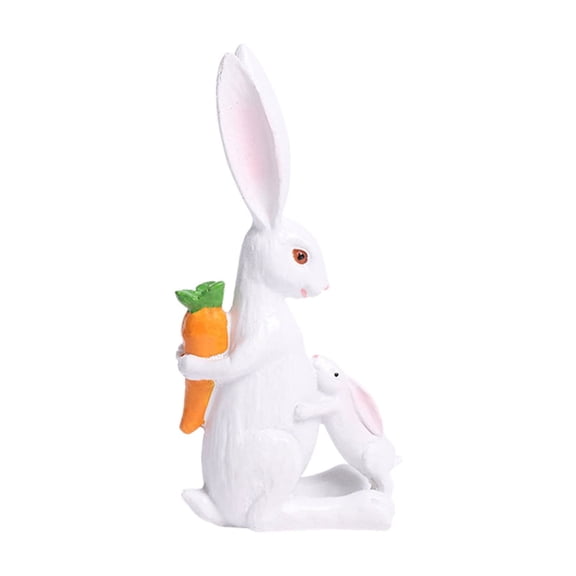 Eoozwa Easter Bunny Decorations Easter Spring Resin Bunny Figurines with Carrot Flower and Egg Handmade Rabbit Statues for Easter Table Centerpiece Spring Garden Lawn Gifts