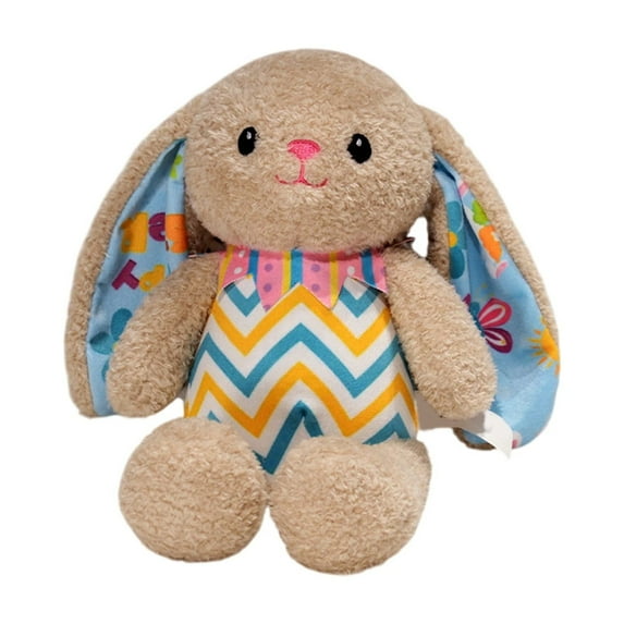 Eoozwa Easter Bunny Plush Toy 12 Inch Striped Soft Pillow Doll for Bed Sofa Backrest Holiday Gift Egg Themed Stuffed Animal