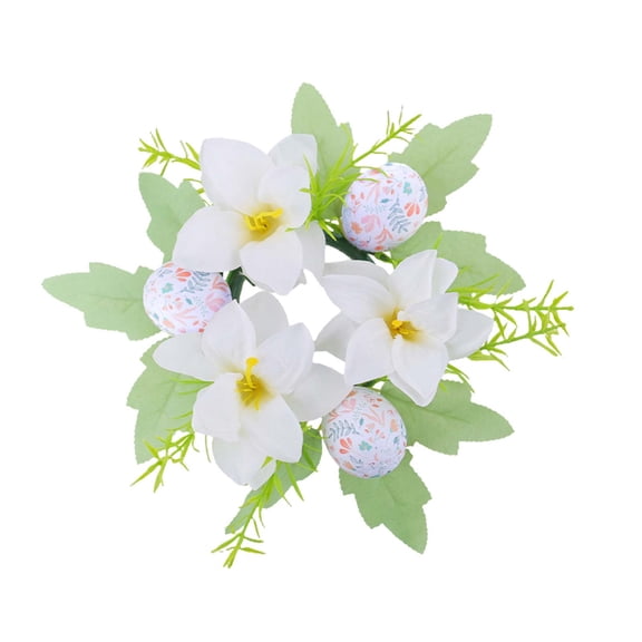 Eoozwa Easter Day Candle Rings, Color Eggs and Flower Wreaths for Pillar and Taper Candles Festive Candlesticks Centerpieces for Easter Day Birthday Spring Dinner Table Decor