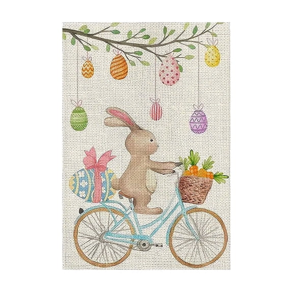 Eoozwa Easter Flag Bunny Egg Flag Polyester Material Garden Flag Outdoor Courtyard Holiday Decoration Indoor Outdoor Easter Decorations for Yard Garden, C