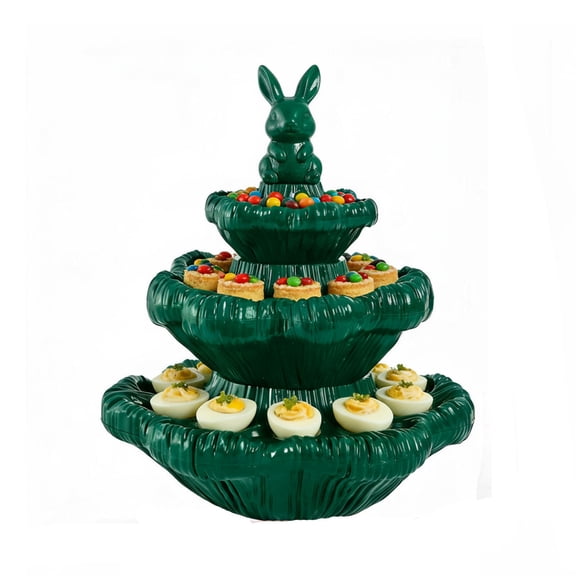 Eoozwa Easter Serving Tray Decorative Centerpiece with Rabbit Figures for Spring Holiday Party Dining Table Snacks Desserts Dishwasher Safe