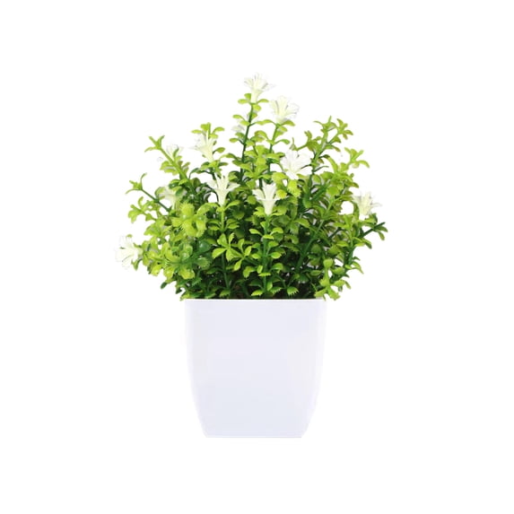 Eoozwa Fake Potted Plants for Home Decor Faux Plant in White Pot Artificial Greenery for Bathroom Shelf Indoor Office Desk Living Room Kitchen Decorations