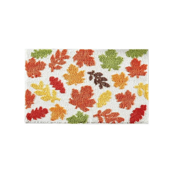 Eoozwa Fall Bathroom Rug Autumn Maple Leaf Bath Mat for Bathroom Fall Maple Leaf Fluffy Water Absorbent Bath Rug Farmhouse Non Slip Bathtub Mat for Holiday Kitchen Tub Decorations, 15.8x23.6in