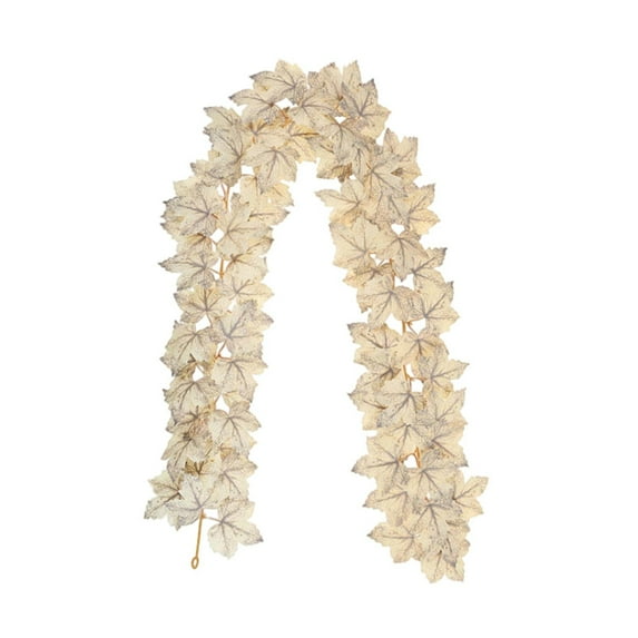 Eoozwa Fall Maple Leaf Garland 68.9" Fall Artificial Garlands White Pumpkins Vines Decorations for Home Outdoor Thanksgiving Fireplace