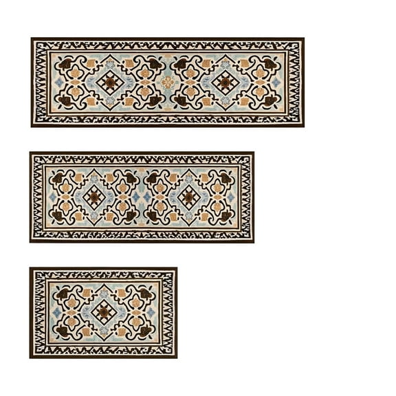 Eoozwa Farmhouse Kitchen Rugs Set of 3 Washable Throw Rugs with Rubber Backing Non Slip Floor Mats Carpet for Kitchen, Laundry Room, Hallway