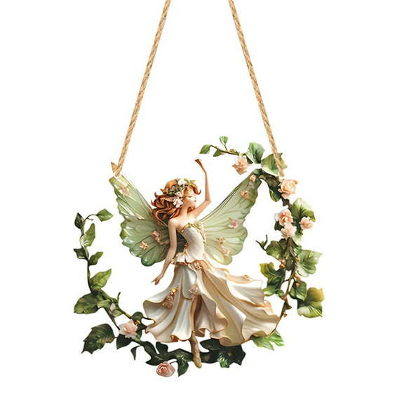Eoozwa Flower Fairy Acrylic Window Hanging, Fairy Stained Glass Daylight Refractor, Holiday Decorations, Christmas Decorations, Acrylic Window Decorations Elf