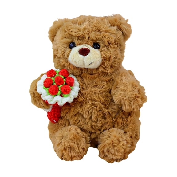 Eoozwa Flower Teddy Bear Plush Pillow Cute Decorative Hugging Stuffed Animal Gift for Home Sofa Bedroom Soft Throw Pillow