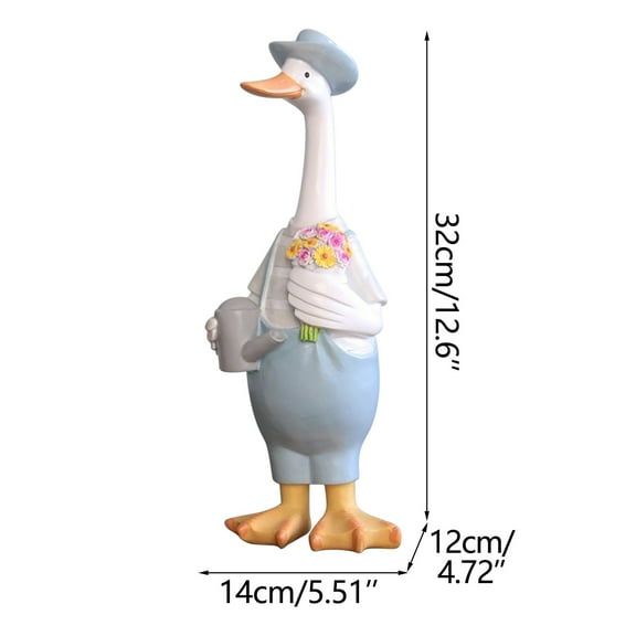 Eoozwa Garden Statues Animal Cartoon Resin Cute Sculpture Goose Lovers Figurine Gift for Wedding Art Decor Goose for Yard Home Patio and Office,12.6x5.51x4.72 In