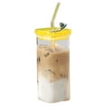 thumbnail image 1 of Eoozwa Glass Cup with Transparent Lid and Straw,12 Oz Iced Coffee Cup,Glass Smoothie Drinking Cups Set, Reusable Transparent Glasses Cups Suitable for Cocktails,Beer,Coffee, 1 of 6