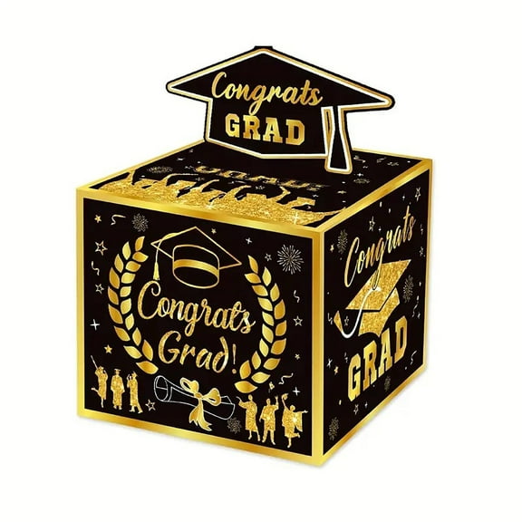 Eoozwa Graduation Party Money Gift Box with 30 Cash Bags Interactive Surprise Money Pull Box for Graduates, Unique Graduation Gift Idea with Activity Cards, Decorative Party Favor Box for Ceremony