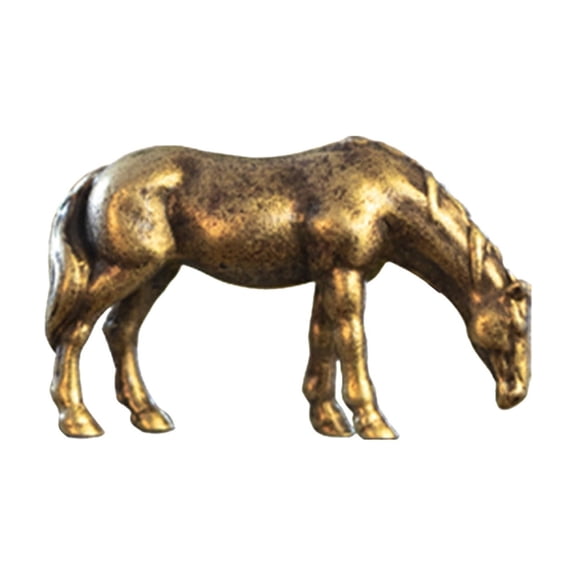 Eoozwa Hand Carved Copper Alloy Horse Statue Mini Desktop Decor Bronze Office Desk Ornament Collectible Gift for Home Display