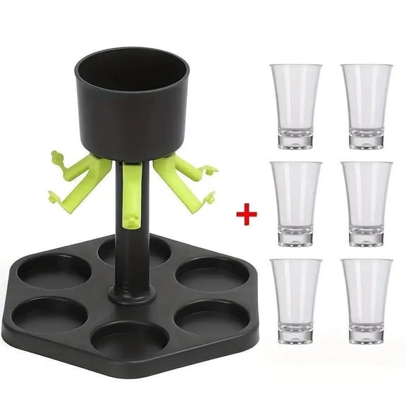 Eoozwa Hexagonal Fair Wine Dispenser Set with 6-Spout & Glass Tray, Party Pouring Kit for Serving, Drip-Free, Modern Entertaining Accessories for Summer BBQs