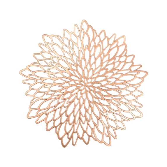 Eoozwa Hibiscus Flower Hollow Placemat Plastic Round Table Decor for Wedding Centerpiece Party Dining Elegant Washable 15x15in