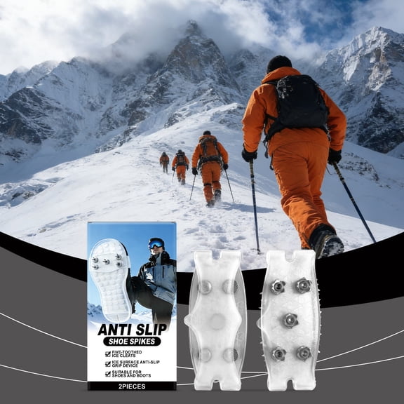 Eoozwa Ice Cleats for Shoes Traction Snow Grips with Steel Spikes Non Slip Winter Gear for Walking Hiking On Ice Easy Fit Rubber TPE Crampons for Boots Slippery Surfaces Outdoor Safety
