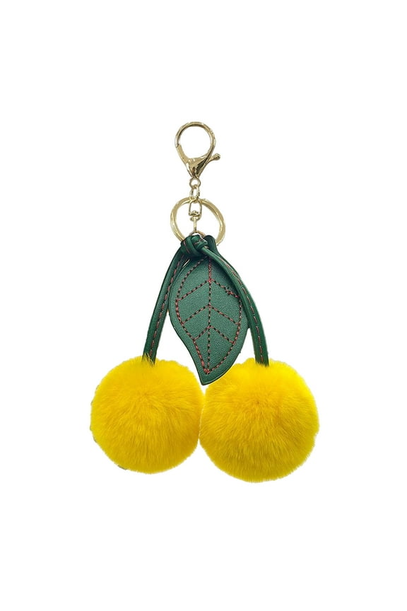 Key Chain Cute Cherry Backpack Charm Plush Ball Bag Ornament Pompom Keychain Pendant Accessories for Women Car Bag Handbag Purse Key