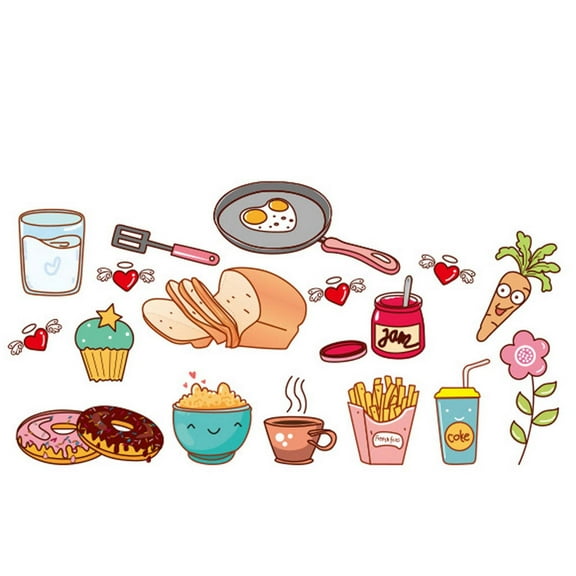 Eoozwa Kitchen Refrigerator Wall Stickers, Waterproof Vinyl Decals for Restaurant Cabinets Tiles, Removable Easy Clean Home Decor