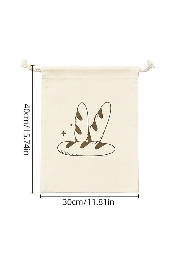 Linen Bag Reusable French Stick Storage Bag Drawstring Bun Bread Bag,Reusable Storage with Drawstring