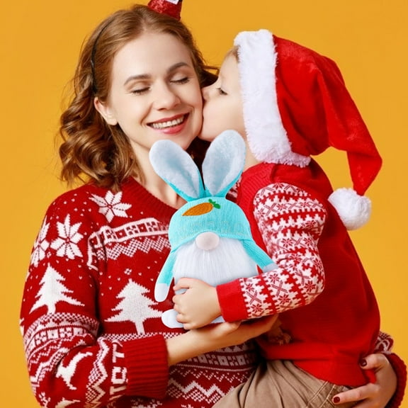 Eoozwa Luminous Bunny Doll Faceless Dwarf Desktop Toy Glowing Easter Decor for Home Tabletop Night Light Holiday Ornament