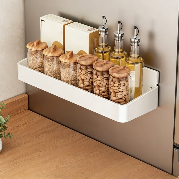 Eoozwa Magnetic Non-Perforated Storage Rack, Refrigerator Side & Wall Mounted Organizer, Drill-Free Metal Alloy Holder for Kitchen and Door Rear Storage, Strong Magnetic Adsorption Space-Saving Shelf