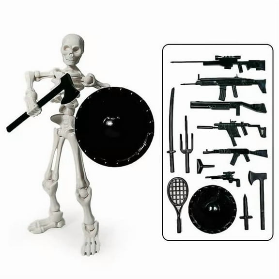 Eoozwa Magnetic Skull Joint Action Figure with Multiple Weapons Fully Poseable Articulated Skeleton Model for Halloween Decor Desk Display Artist Drawing Practice