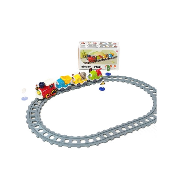 Eoozwa Magnetic Train Set with Track DIY Building Toy Lights Sounds Steam Engine Cars Educational