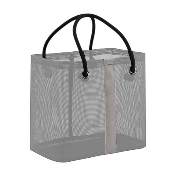 Eoozwa Mesh Beach Bag Tote Bag for Women, Foldable Swim Large Beach Tote Bag with Zipper Pockets Sandproof for Bathroom, College Dorm, Camp, Gym