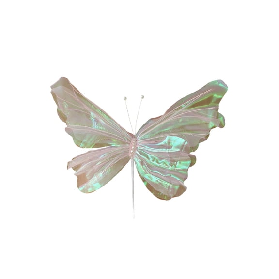 Eoozwa Mesh Butterflies Outdoor Decoration for Wedding Party Birthday Garden Polyester In Assorted Colors with Stand for Hanging DIY Event Decor