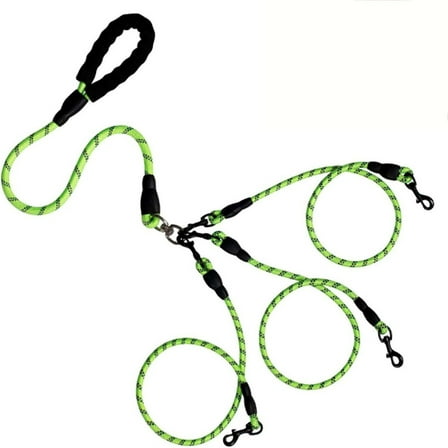 Eoozwa No-Tangle 3-Dog Leash - Main Lead Rope with Padded Handle, Three Detachable Leash Splitters, Heavy-Duty Clip, for Walking, Running, Small, Medium, Large Dogs