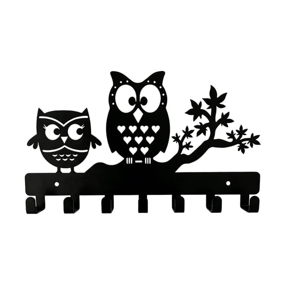 Eoozwa Owl Shape Metal Wall Hook Rack 9.8x4.7 Inch Black Clothes Hat Backpack Hanger for Living Room Hallway Office, Decorative Storage Organizer, Rust Proof Gift