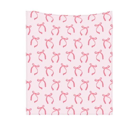 Eoozwa Pink Bow Blanket Cute Bowknot Throw Blanket Bowtie Cozy Flannel Blanket for Valentine's Day Home Bed Sofa Couch Chair, 30 x 39 Inch