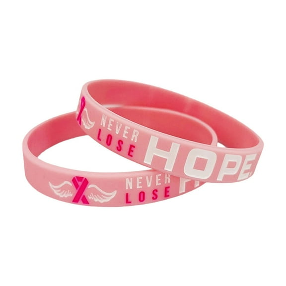 Eoozwa Pink Ribbon Breast Cancer Bracelets Rubber Bracelet Party Favors Supplies Inspiring Silicone Wristbands with Hope Strength Breast Cancer Awareness Accessories Survivor Gifts for Women