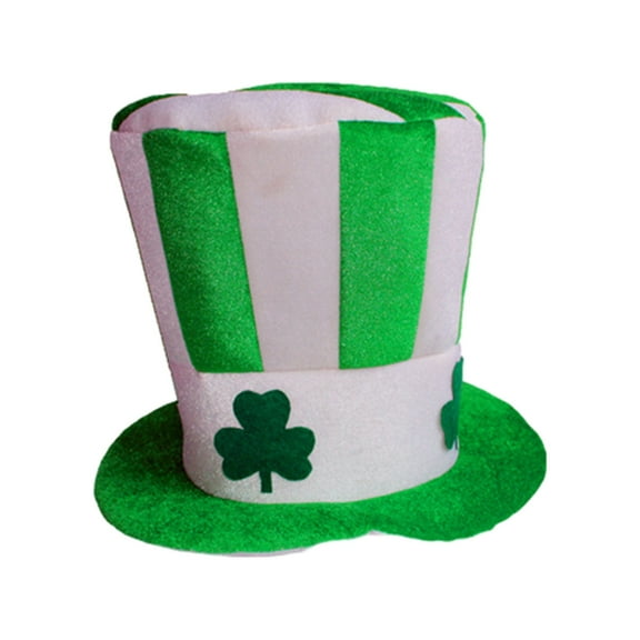 Eoozwa Plush Leprechaun Top Hat St. Patrick's Day Party Accessories Shamrock Green Velvet Hat for Men or Women