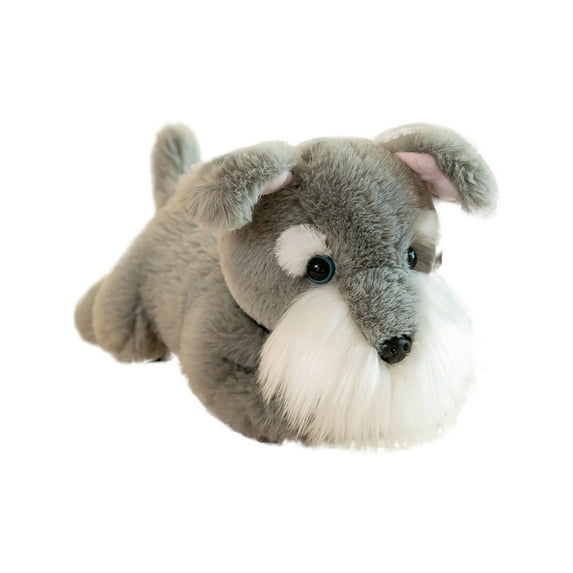 Eoozwa Plush Schnauzer Toy Soft Stuffed Gray for Cuddle Play Home Display Decoration Gift for Dog Lovers