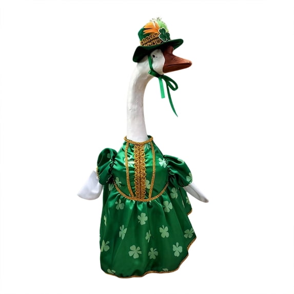 Eoozwa Porch Goose Dress Suit Holiday Decoration 23 Inch White Goose Outfit for St Patricks Day Patio Decor Without The Goose