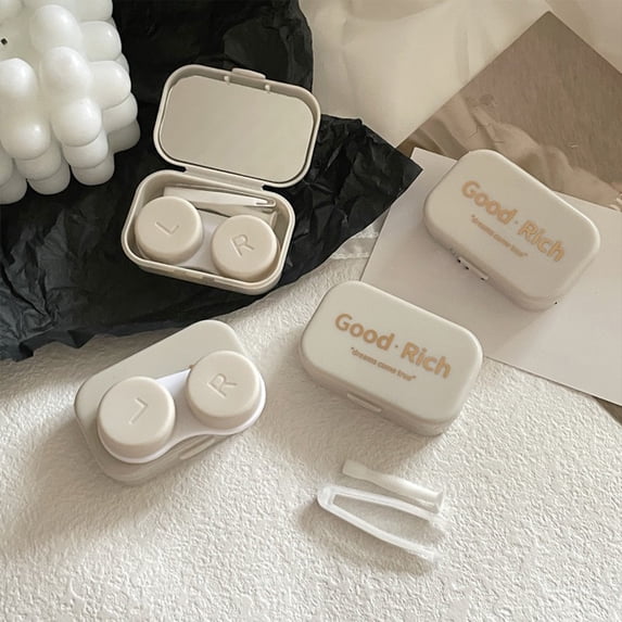 Eoozwa Portable Contact Lens Case, Compact Storage Box with Holder for Daily Travel, Leak Proof Design, Clear Plastic