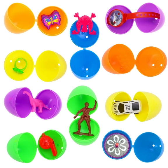 Eoozwa Prefilled Surprise Easter Eggs with Mini Toys for Holiday Hunt Party Favors Gift Basket Filler Activity Kids Game