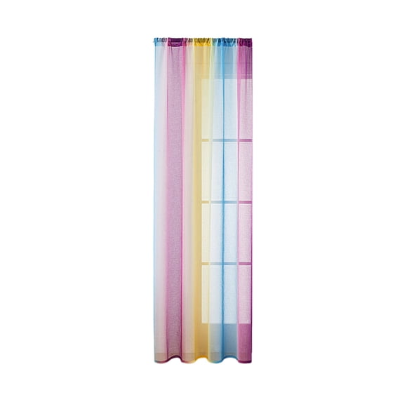 Eoozwa Rainbow Sheer Curtains 63 inches Long Colorful Rod Pocket Semi Sheer Gauze Voile Drapes for Patio Bedroom Living Room, 55 x 63 Inches
