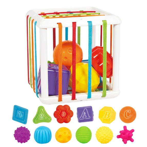 Eoozwa Rainbows Elastic Shape Sorter Toy For Babies Fine Motor Skills Activity with Colorful Stretchy Strings Learning Sensory Play,Shape Sorter Toys for 1+ Years Old