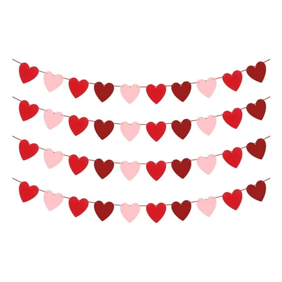 Eoozwa Red Heart Garland Hanging Love Streamer Glitter Bunting Banner Heart Backdrop for Wedding Engagement Valentines Birthday Party Decor