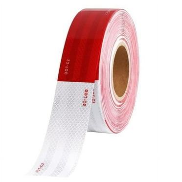 Eoozwa Reflective Tape - 2"x1200" Red/White DOT-C2 Waterproof Self-Adhesive Safety Stickers, High-Strength Reflector Tape for Trucks/Trailers/Bikes/Construction/Police/Outdoor Warning Signs