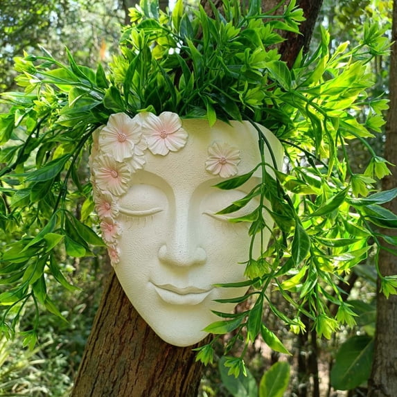 Eoozwa Resin Face Wall Planter Outdoor Garden Decoration for Succulents and Trailing Plants Unique DIY Gift for Home and Patio
