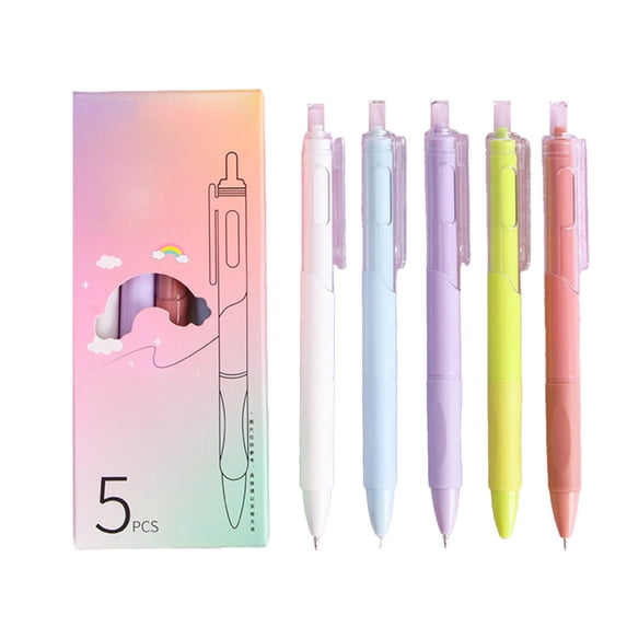 Eoozwa Retractable Gel Pens, 5 Pack, Fast Dry, Gel Pens Fine Point 0.7mm, Retractable Pens, Cute Pens, Gel Ink Pens, Morandis Series Black Pen, Fine Tip Pens