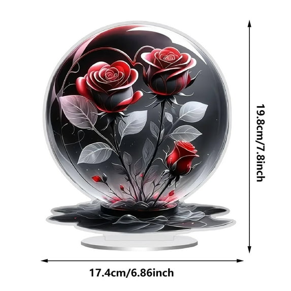 Eoozwa Romantic 2D Rose Desktop Decor for Living Room Bedroom Elegant Home Ornament Festival Gift Wall Art Modern Tabletop Decor