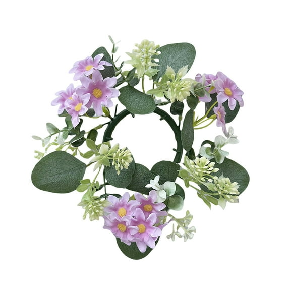 Eoozwa Simulation Hydrangea Candlestick Garland Plastic Floral Wreath for Tabletop Decor Party Centerpiece Candle Ring Decoration
